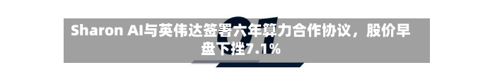 Sharon AI与英伟达签署六年算力合作协议，股价早盘下挫7.1%-第2张图片