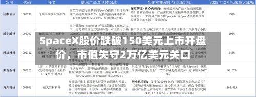 SpaceX股价跌破150美元上市开盘价	，市值失守2万亿美元关口-第2张图片
