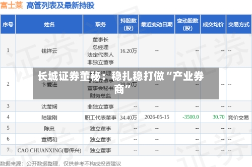 长城证券董秘：稳扎稳打做“产业券商”-第2张图片