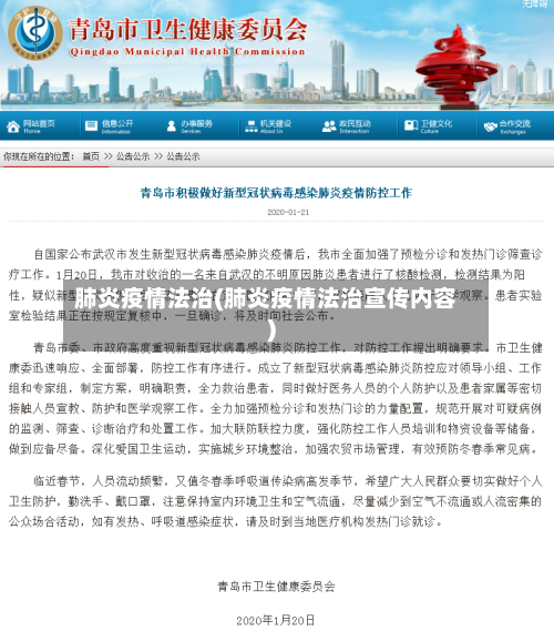 肺炎疫情法治(肺炎疫情法治宣传内容)
