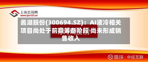 蠡湖股份(300694.SZ)：AI液冷相关项目尚处于前期筹备阶段 尚未形成销售收入