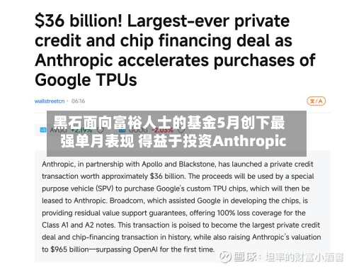 黑石面向富裕人士的基金5月创下最强单月表现 得益于投资Anthropic-第2张图片