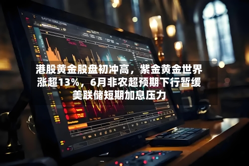 港股黄金股盘初冲高	，紫金黄金世界涨超13%，6月非农超预期下行暂缓美联储短期加息压力-第2张图片