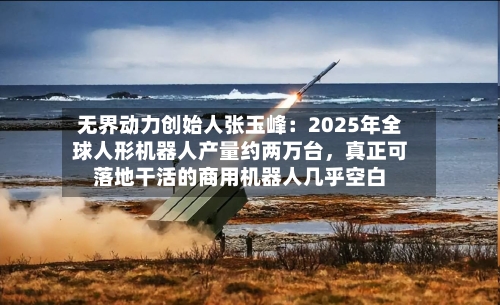 无界动力创始人张玉峰：2025年全球人形机器人产量约两万台，真正可落地干活的商用机器人几乎空白