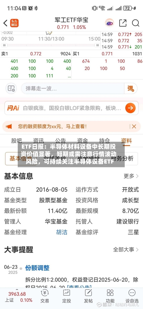 ETF日报：半导体材料设备中长期投资价值显著	，短期或需注意行情波动风险，可持续关注半导体设备ETF-第2张图片